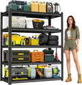 40" W 5-Tier Garage Storage Shelves, Adjustable Heavy Duty Metal Shelving Unit, Industrial Open Storage Shelf 2-in-1 Organizer Rack for Warehouse, Basement, Garage, Pantry (71" H x 40" W x 16" D)