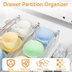 Yieach 12Pack 3.2 Inch Shallow Acrylic Drawer Dividers for Clothes -Expandable from 15-21''- Adjustable Drawer Dividers for Baby Clothing,Sock,Underwear,Clear in Drawer Separators for Dresser,Kitchen