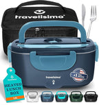 TRAVELISIMO Electric Lunch Box for Adults 100W Heated Lunch Box For Men 1.5L Stainless Steel Portable Food Warmer, 12/24/110V for Travel & Work, Loncheras Electricas Para Calentar almuerzo