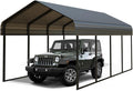 12x20 FT Heavy Duty Metal Carport with Galvanized Steel Roof & Frame - All-Weather Portable Garage Shelter for 1 Car, Safe Boat Cover & Yard Protection