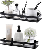 KES Black Glass Shelf for Bathroom, Glass Wall Shelf Extra Thick Tempered Glass shelfs Rectangular 2 Pack, Wall Mounted, BGS4126A-BK-P2