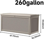 260 GallonOutdoor Storage Box,Resin Deck Boxes Waterproof, IndoorOutdoor Bin for Package Delivery, Patio Cushions, Gardening Tools, Lockable, UV Resistant