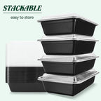 Glotoch Meal Prep Containers with Lids, Plastic food storage containers Reusable, 1-compartment BPA-free, Bento boxes for portion control & takeout, Microwave/freezer/dishwasher safe (50 pack, 32 oz)
