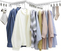 Hoimpro White 51" Clothes Drying Rack Retractable Foldable Wall Mounted, Tri-Fold Space Saving Collapsible for Hanging Clothing Coat, Ideal for Patio, Laundry Room Organization and Storage, Bathroom