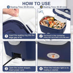 Electric Lunch Box Food Heater, 3 in 1 Ultra Quick Heated Lunch Boxes for Adults, 12V/24V/110V Portable Food Warmer for Car/Truck/Office With Fork Spoon and Insulated Carry Bag