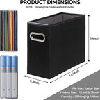 2 Packs Letter Size File Organizer, File Folders Organizer, Fabric Storage Box, Collapsible Paper Organizer with Metal Handle, Smooth PVC Rails, Only Box (Black)