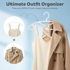 HOUSE DAY Plastic Clothes Hangers 12 Pack, Sweater Hangers No Shoulder Bump, Thick Heavy Duty Coat Hanger for Closet, White Wide Hanger with Non-Slip Hook for Sweaters, Suits, Dresses, Jackets, Pants