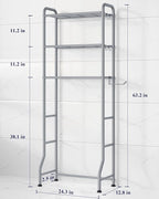 Kitsure Over Toilet Storage Rack - Metal Over Toilet Bathroom Organizer Shelf, Over the Toilet Storage Cabinet with Paper Holder and Hooks, Bathroom Cabinet for Laundry, Grey, 3 Tiers (63.2" H)