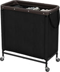 StorageWorks 3 Section Laundry Hamper, Rolling Laundry Cart with Wheels and Handles, Laundry Room Double Sorter for Organizer and Storage, 31.7 Gal(120L), Black