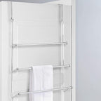 MyGift 3 Tier Over The Door Towel Rack for Bathroom, Over The Door Bath Towel Bar, Hand Towel Holder, Behind Shower Door Drying Rack for Laundry, Chrome-Plated
