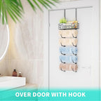 HapiRm Towel Racks for Bathroom Storage - 6 Tier Over The Door & Wall Mount Rolled Towel Storage Organizer Holder with Metal Shelf Basket for Small Bathroom, Camper, Rv - Sliver, Patented