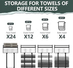Towel Racks for Bathroom, Metal Towel Holder with Storage Basket,Wall Towel Rack for Rolled Towels, Towel Storage for Small Bathroom,Black