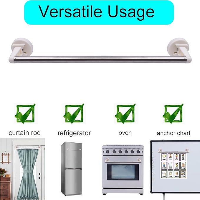 YYST Type-C Magnetic 16" to 38" Towel Bar Holder Rack Hanger for Refrigerator, Kitchen Sink,Oven-for Curtain,Towel,Flag,etc (1, White)