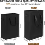 Chrislley 25-Inches Slim Laundry Hamper 60L Narrow Laundry Basket with Handle Foldable Dirty Clothes Portable Skinny Hamper Organizer Storage Bins (Black)