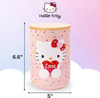 Silver Buffalo Sanrio Hello Kitty Holding Love Heart Ceramic Cookie Snack Candy Jar with Airtight Bamboo Lid (Small)
