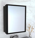 Bathroom Medicine Cabinet with MirrorSurface Mount Vanity Mirror Cabinet, Single Door Cabinet Famerhouse Bathroom with Storage (Brush Black, 24x24 Inch)