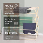 Pennsylvania Woodworks Premium American Maple Clothes Drying Rack - Handcrafted in Pennsylvania - Solid Wood Construction, Collapsible, Eco-Friendly Laundry Solution (Medium)