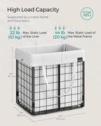 SONGMICS Laundry Hamper, 11 Gal. (50L) Laundry Basket, Collapsible Clothes Hamper, Removable and Washable Liner, Metal Wire Frame, for Bedroom Bathroom, Cream White ULCB150W01