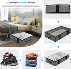 Onlyeasy Underbed Fabric Storage Bags Organizer with 4 Handles, 2 Zippers and Large Clear Window, for Clothes, Blankets, Bedding, Foldable with Sturdy Structure, 2 Pack, Linen-like Black, MXAUBBSS2P