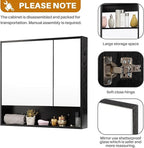 ALIMORDEN Medicine Cabinet with Mirror and Shelves, Oversized Bathroom Wall Storage Organizer Over The Vanity, Toilet, Recessed or Surface Mount, 30.4" L x 29.5" H, Black