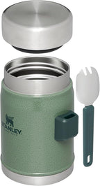 STANLEY Classic Food Jar and Spork | Vacuum Insulated Food Container | Wide Mouth Screw On Lid | Packable for Travel | Stainless Steel with Leakproof Lid | BPA-Free