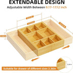 Marbrasse Bamboo Expandable Drawer Organizer, Desk Drawer Organizer Tray with 5 Dividers, Desk Organizers and Accessories, 10 Adjustable Compartments for Office Supplies, Junk, Makeup & Vanity