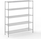 21" Deep x 72" Wide x 86" Height Wire Shelving Kit | 5-Tier | NSF Commercial Storage Rack Unit