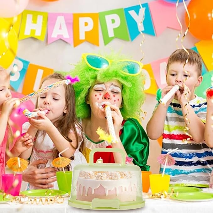 Cake Carrier/Storage Container With Server Clear Dome Cake Transport Container 26x22x12.5cm, Airtight Reusable Cakes Carrier With Handle For Party Travel, Spill-Proof Dustproof Food Storage Box
