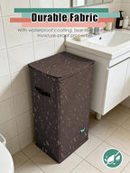 Laundry Hamper with Lid, Reinforced Sturdy Clothes Hamper with Anti-Puncture Base, Large Collapsible Laundry Basket with Removable Liner Bag, Tall Dirty Clothes Bin for Family, 100L Chocolate