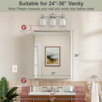 20x26 Inch Beveled Aluminum Medicine Cabinet with Mirror, Assembly Needed, Recessed/Wall Mount, 2 Adjustable Tempered Glass Shelves, Bathrroom Medicine Cabinet, Side Mirror, Reversable Door