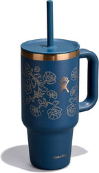 Hydro Flask 32 Oz Travel Tumbler with Handle, Lid and Straw - Insulated Stainless Steel in Western Dark Blue