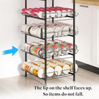 GILLAS 5 Tier Water Bottle Storage Rack, Free Standing Vertical Metal Organizer, Fits Different Sized Bottles Taller Cans, Easy Assembly Water Holder Stand for Kitchen Pantry, Black
