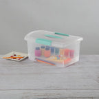 Sterilite Medium Nesting ShowOffs, Stackable Small Storage Bin with Latching Lid and Handle, Plastic Container to Organize Home, Clear, 24-Pack
