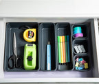 Gonice 18 PCS Black Desk Drawer Organizer Tray, Interlocking Drawer Organizers and Storage with 3 Sizes for Office, Bathroom, Kitchen, Makeup