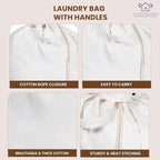 LFH Home Cotton Canvas Extra Large Laundry Bag with Handle, Heavy Duty Drawstring Closure Washable Laundry Bags School Travel, Home, Hotel, College Dorm, Organizer Sack, Toys 28x40-White