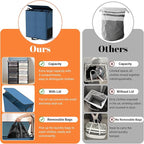 Large Double Laundry Hamper with Lid, Removable Bags & Reinforced Handles, 2 Section Tall Laundry Basket, Dirty Clothes Hampers for Laundry Room, Bedroom, Bathroom, Dorm, 136L, Blue