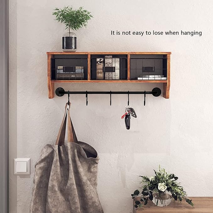 Coffee Mug Holder Wall Mounted,1PC Coffee Cup Holder Coffee Mug Rack for Wall Black Metal Rod with 5 Removable Hooks,Organize Cooking Utensils or Mugs for Kitchen Restaurant Bar (1)