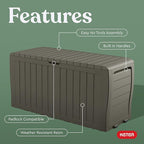 Keter Marvel Plus 71 Gallon Resin Outdoor Storage Box for Patio Furniture Cushions, Throw Pillows, Garden Tools and Pool Floats, Taupe