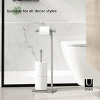 Umbra Cappa Toilet Paper Stand with Reserve, Free-Standing Storage Solution for Bathroom, Nickel