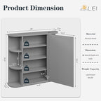 Bathroom Medicine Cabinet with Mirror, Wall Mounted Home Storage with Door, Over The Toilet Space Saver Storage Cabinet, Bathroom Cabinet Wall Mounted, Grey