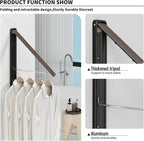 Clothes Drying Rack for Laundry Drying Rack Wall Mounted Clothes Hanger Rack Retractable Laundry Hanger Dryer Rack Space Saving Closet Organizer Aluminium (Walnut)