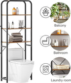 SogesHome 4-Tier Over Toilet Storage Shelf, Bathroom Space-Saving Storage Shelf Over Washer, Wood Shelves for Small Rooms & Laundry, Vintage Brown