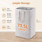 Lifewit 73.5L Pack Collapsible Laundry Hamper Large,Tall Foldable Dirty Clothes Baskets Waterproof, Freestanding Double Bags with Easy Carry Handles in Dorm Bedroom Bathroom College, Grey
