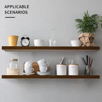 Floating Shelves for Wall, Wall Mounted Rustic Wood Shelves for Bathroom, Bedroom, Living Room, Kitchen, Hanging Shelf for Books/Storage/Room (White, 35.4")