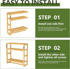 Over The Toilet Storage Bathroom Shelves Wall Mounted 3 Tier Space Saver Corner Shelf Organizer Bamboo Towel Rack Toilet Paper Cabinet with Hanging Rod Yellow