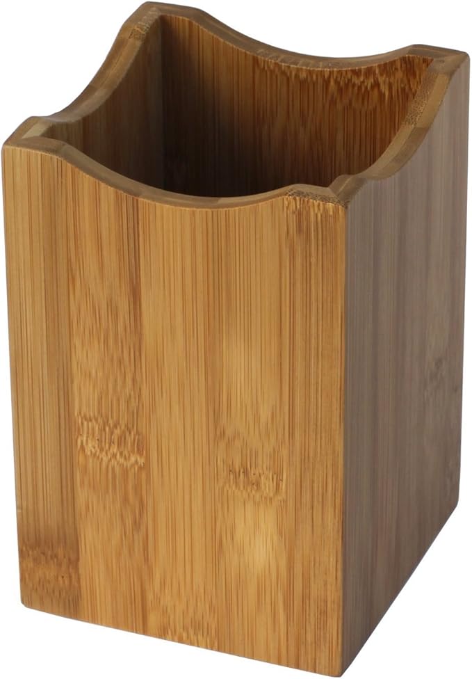 JapanBargain, Bamboo Cooking Spatula Utensil Holder, Counter Top Organizer for Chopsticks Flatware, Cooking Tools, Spoons, 4x4x5.5 inch, Holder Only