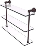 Allied Brass CL-5-22 Carolina Collection 22 Inch Triple Glass Shelf, Antique Bronze