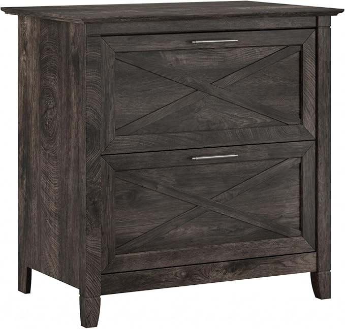 Bush Home Key West 2 Drawer Lateral File Cabinet in Dark Gray Hickory, Document Storage for Home Office, Accent Chest with Drawers
