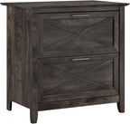 Bush Home Key West 2 Drawer Lateral File Cabinet in Dark Gray Hickory, Document Storage for Home Office, Accent Chest with Drawers