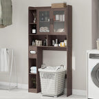 Vabches Over The Toilet Storage Cabinet, Farmhouse Storage Cabinet Over Toilet with Acrylic Doors，Home Space-Saving Toilet Rack, for Bathroom, Restroom, Laundry, Espresso
